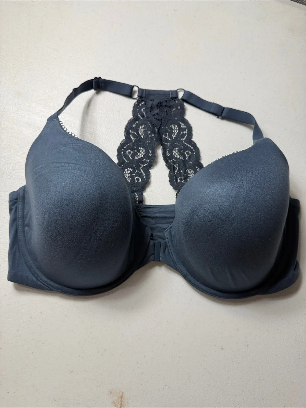 Victoria's Secret Slate Blue Lace-Racerback Padded Bra